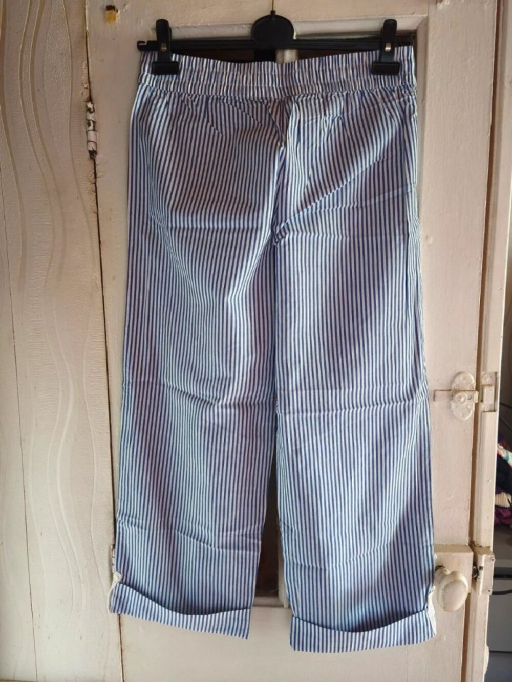 Blue and White Striped Pajama Pants Size M